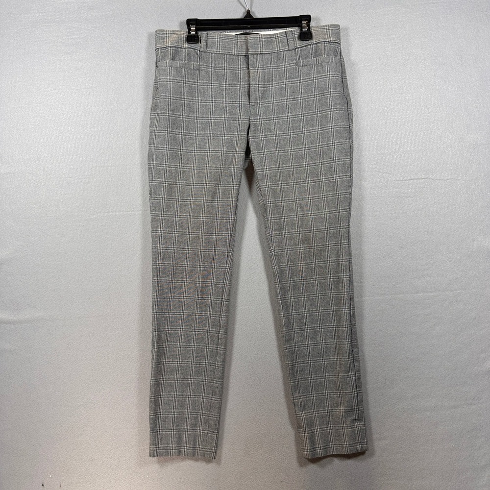 Banana Republic Sloan Fit Plaid Dress Pants Gray Ankle Trousers Womens 2